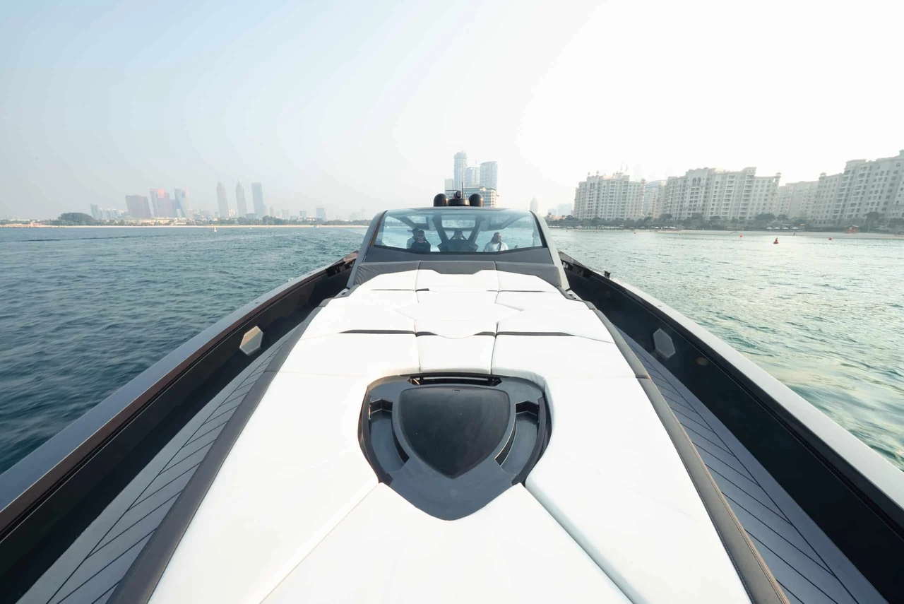 Angular forward sunpads leading to Lamborghini 63’s cockpit