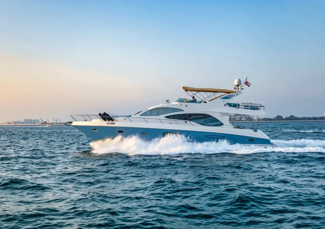 Azure 66 cruising past the Dubai coastline