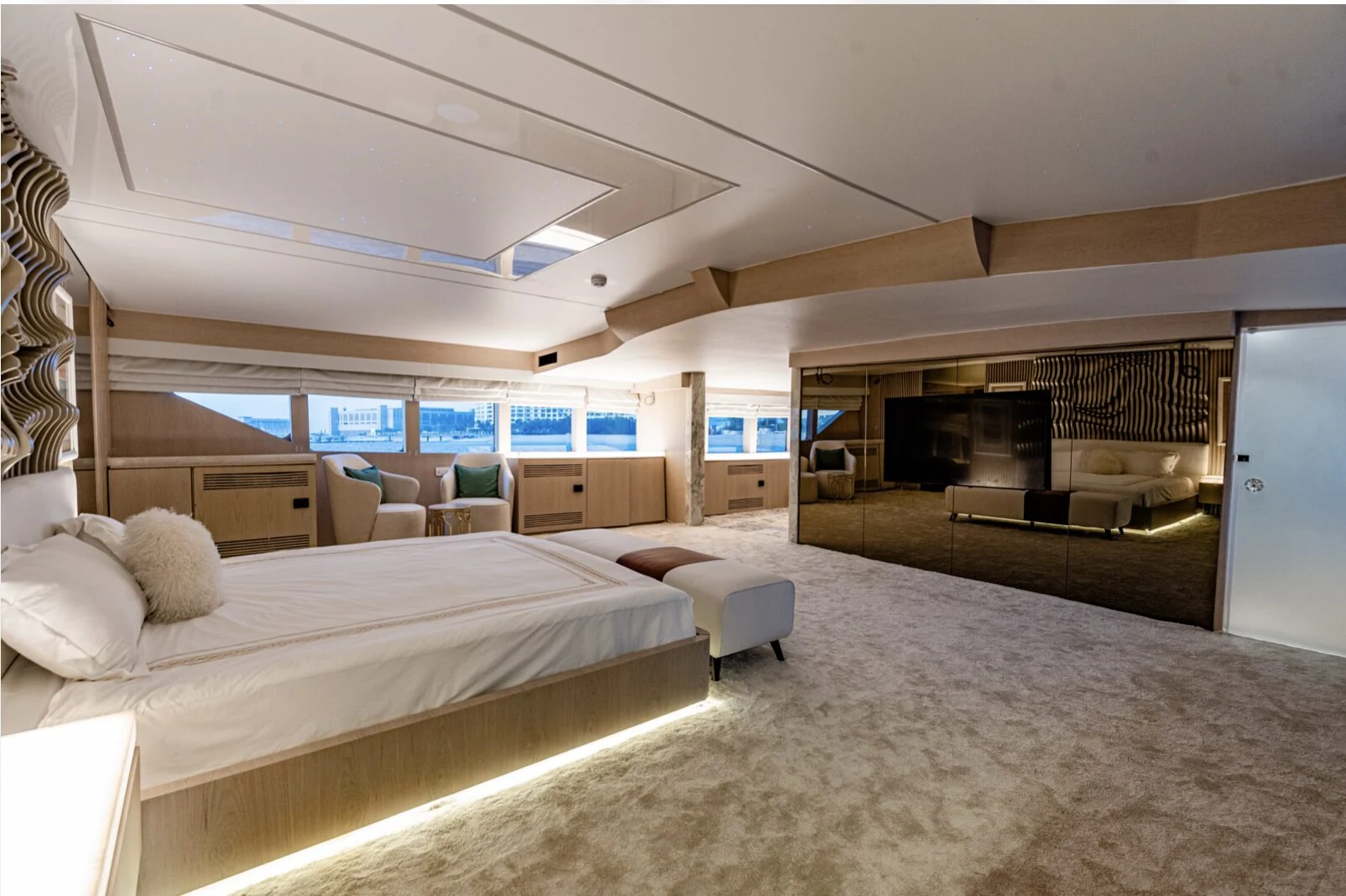 Finesse yacht master suite with king size bed and modern décor